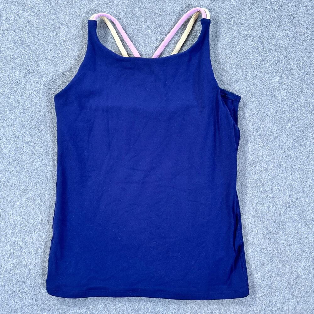 Athleta Girl Strappy Athletic Tank Top Size Medium (8/10) Navy Blue Racerback